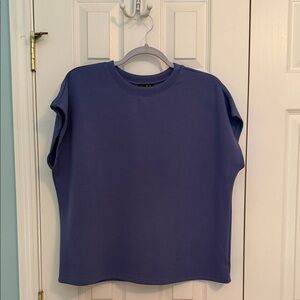 Wonderly Short Sleeve Crewneck Scuba Sweatshirt in Periwinkle Blue L EUC